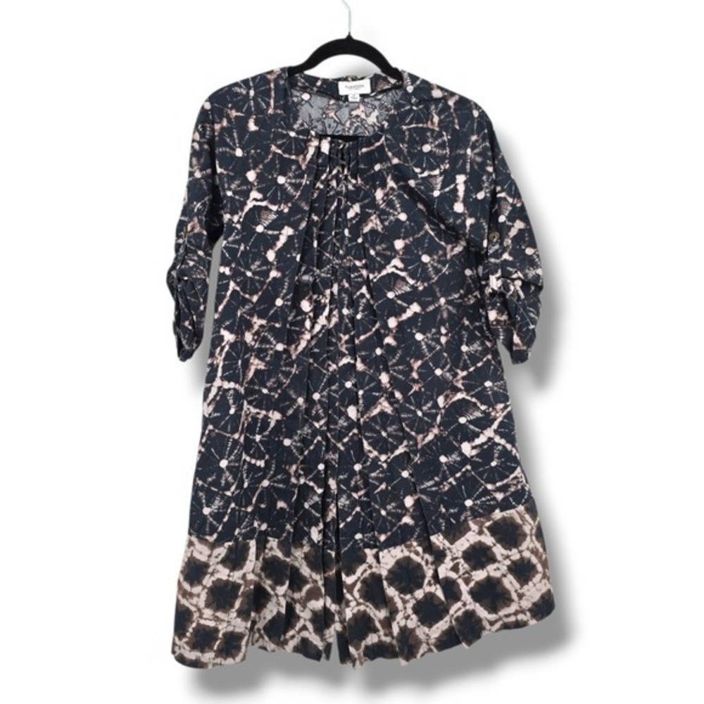 Thakoon For Target Women's Size S‎ Black Tan Tie Dye Pleated Button Front Dress
